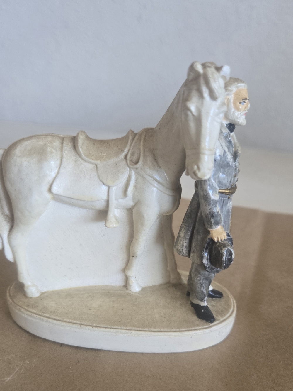 Vintage 1967 White Ceramic Sebastian Robert E. Lee Horse and Gentleman Figurine